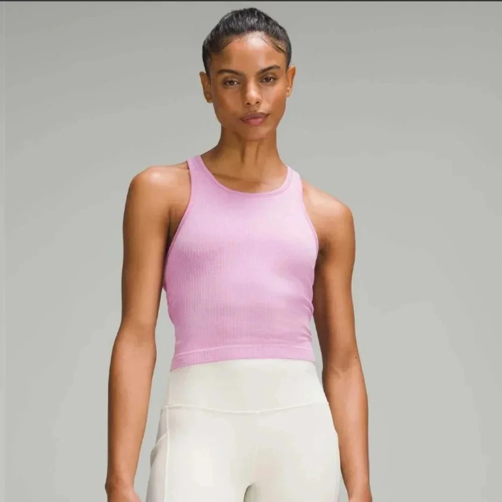 Lululemon Athletica Ebb to Street Cropped Robbed Racerback Tank sz 12